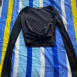 Crop top Long sleeve with deep V